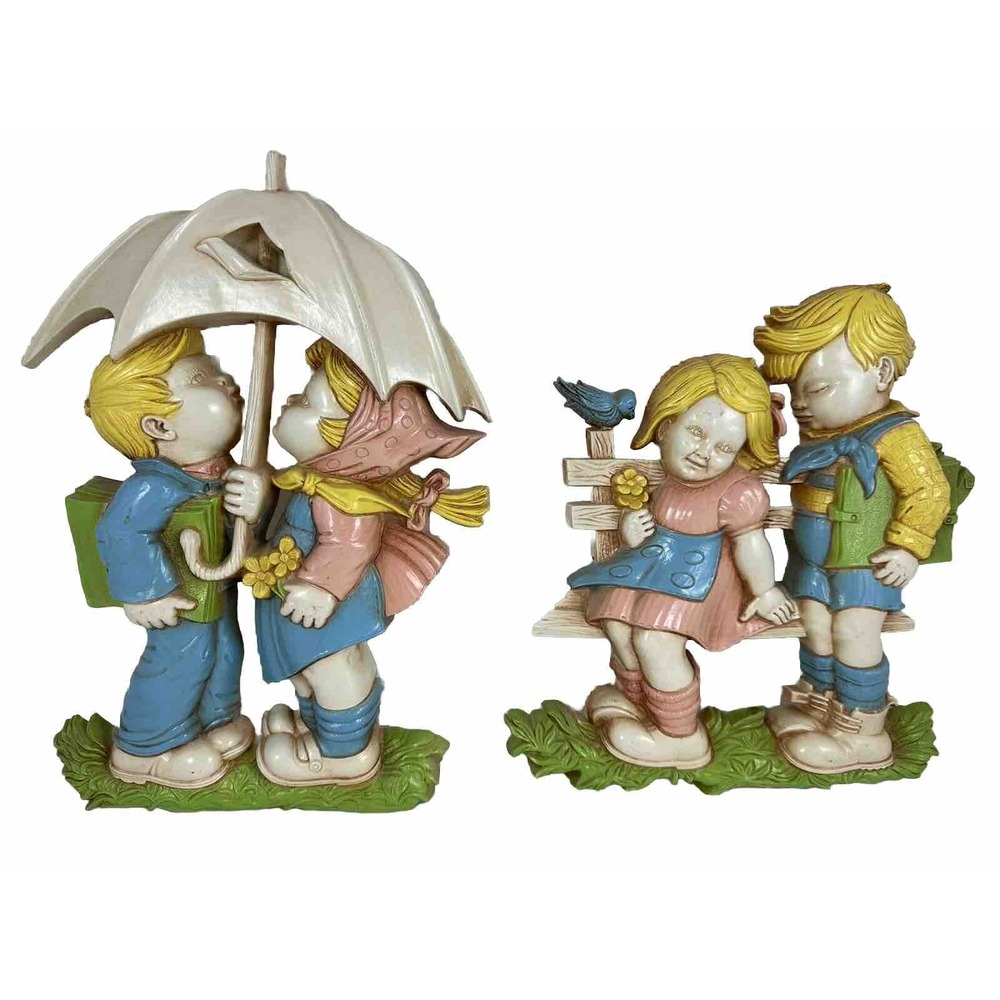 HOMCO Boy Girl Dating Romance Puppy Love Pastel Wall Art  USA Vtg 70s‎ MCM